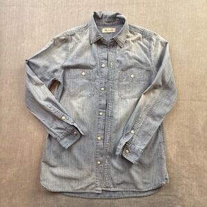 Madewell Womens XS Chambray Button Down Shirt Light Wash Cotton Denim Top